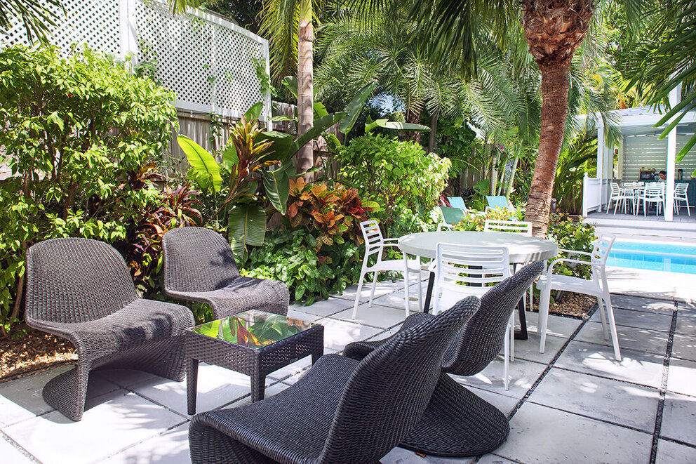 Seating area near pool